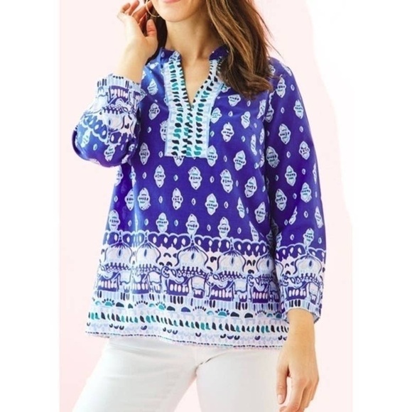 Lilly Pulitzer Tops - Like-New Women’s Lilly Pulitzer Lapis Lazuli Asani Tunic Top, size: XS
